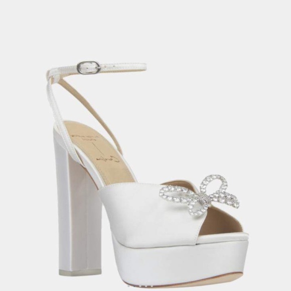 BLACK SUEDE STUDIO x Caroline Stanbury Caroline Sandal in Cream Satin
